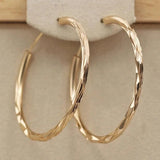 Big Gold Circle Hoop Earring for Women Anniverssary Female Jewelry - Gemstone Gold