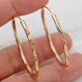 Big Gold Circle Hoop Earring for Women Anniverssary Female Jewelry - Gemstone Gold