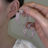 Big Heart Wedding Earring Double for Women Leaves Jewelry - Gemstone Gold