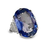 Big Oval Blue Sapphuire Ring Anniversary Party Birthday Women Jewelry - Genuine - Gemstone