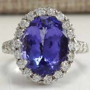 Big Purple Amethyst Gemstone Ring Silver Women Wedding Jewelry - Genuine - Gemstone