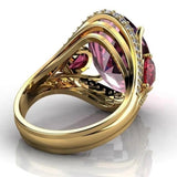 Big Purple Amethyst Ring Gold for Women Party Wedding Jewelry - Genuine - Gemstone