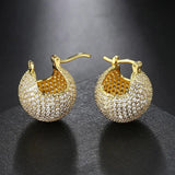 Big Round Ball Hoop Earrings for Women Gold Circle Party Jewelry - Gemstone Gold