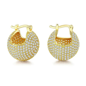 Big Round Ball Hoop Earrings for Women Gold Circle Party Jewelry - Gemstone Gold