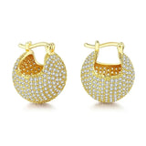 Big Round Ball Hoop Earrings for Women Gold Circle Party Jewelry - Gemstone Gold