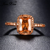 Big Square Champagne Zircon Ring Rose Gold For Women Jewelry - Genuine - Gemstone