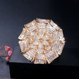 Big Statement Leaf Cluster Ring for Women Wedding Yellow Gold Jewelry - Gemstone Gold