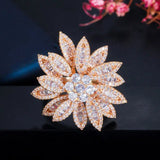 Big Statement Leaf Cluster Ring for Women Wedding Yellow Gold Jewelry - Gemstone Gold