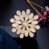 Big Statement Leaf Cluster Ring for Women Wedding Yellow Gold Jewelry - Gemstone Gold