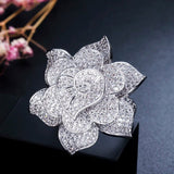 Big Statement Leaf Cluster Ring for Women Wedding Yellow Gold Jewelry - Gemstone Gold