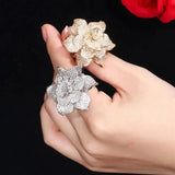 Big Statement Leaf Cluster Ring for Women Wedding Yellow Gold Jewelry - Gemstone Gold