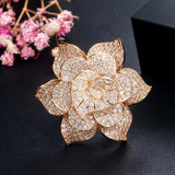 Big Statement Leaf Cluster Ring for Women Wedding Yellow Gold Jewelry - Gemstone Gold