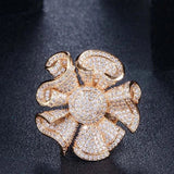 Big Statement Leaf Cluster Ring for Women Wedding Yellow Gold Jewelry - Gemstone Gold