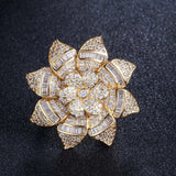 Big Statement Leaf Cluster Ring for Women Wedding Yellow Gold Jewelry - Gemstone Gold