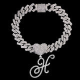 Bling Initial Letter Bracelet for Women Cuban Chain Jewelry - Genuine - Gemstone