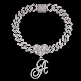 Bling Initial Letter Bracelet for Women Cuban Chain Jewelry - Genuine - Gemstone