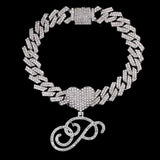 Bling Initial Letter Bracelet for Women Cuban Chain Jewelry - Genuine - Gemstone