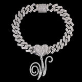 Bling Initial Letter Bracelet for Women Cuban Chain Jewelry - Genuine - Gemstone