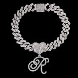 Bling Initial Letter Bracelet for Women Cuban Chain Jewelry - Genuine - Gemstone