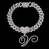 Bling Initial Letter Bracelet for Women Cuban Chain Jewelry - Genuine - Gemstone