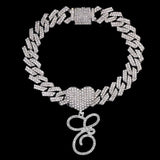 Bling Initial Letter Bracelet for Women Cuban Chain Jewelry - Genuine - Gemstone