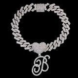 Bling Initial Letter Bracelet for Women Cuban Chain Jewelry - Genuine - Gemstone