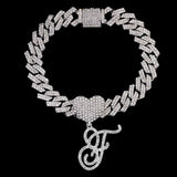 Bling Initial Letter Bracelet for Women Cuban Chain Jewelry - Genuine - Gemstone