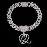 Bling Initial Letter Bracelet for Women Cuban Chain Jewelry - Genuine - Gemstone