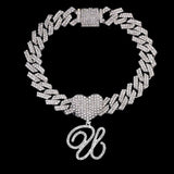 Bling Initial Letter Bracelet for Women Cuban Chain Jewelry - Genuine - Gemstone