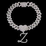 Bling Initial Letter Bracelet for Women Cuban Chain Jewelry - Genuine - Gemstone