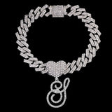 Bling Initial Letter Bracelet for Women Cuban Chain Jewelry - Genuine - Gemstone