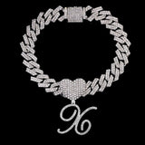 Bling Initial Letter Bracelet for Women Cuban Chain Jewelry - Genuine - Gemstone