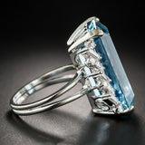 Blue Aquamarine Gemstone Ring Women Engagement Jewelry - Genuine - Gemstone