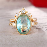 Blue Aquuamarine Gemstone Ring for Women Party Jewelry - Genuine - Gemstone