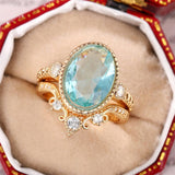 Blue Aquuamarine Gemstone Ring for Women Party Jewelry - Genuine - Gemstone