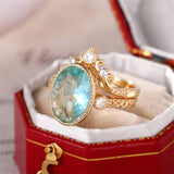 Blue Aquuamarine Gemstone Ring for Women Party Jewelry - Genuine - Gemstone