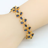 Blue Flower Sapphire Jewelry Sets 18K Gold for Women - Genuine - Gemstone