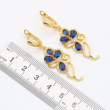 Blue Flower Sapphire Jewelry Sets 18K Gold for Women - Genuine - Gemstone