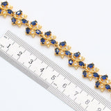 Blue Flower Sapphire Jewelry Sets 18K Gold for Women - Genuine - Gemstone