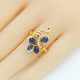 Blue Flower Sapphire Jewelry Sets 18K Gold for Women - Genuine - Gemstone