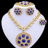 Blue Opal 18K Gold Jewelry Sets For Women Wedding Jewelry - Genuine - Gemstone