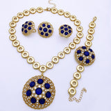 Blue Opal 18K Gold Jewelry Sets For Women Wedding Jewelry - Genuine - Gemstone