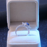 Blue Sapphire Engagement Ring For Women Bridal Jewelry - Genuine - Gemstone