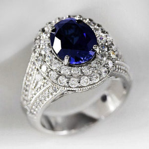 Blue Sapphire Gemstone Ring for Women Wedding Jewelry - Genuine - Gemstone