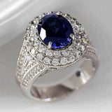 Blue Sapphire Gemstone Ring for Women Wedding Jewelry - Genuine - Gemstone