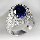 Blue Sapphire Gemstone Ring for Women Wedding Jewelry - Genuine - Gemstone