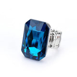 Blue Topaz Gemstone Ring for Women Elastic Engagement Jewelry - Genuine - Gemstone