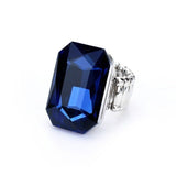 Blue Topaz Gemstone Ring for Women Elastic Engagement Jewelry - Genuine - Gemstone