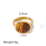 Bohemian Tiger Eye Stone Ring 18K Gold Women's Jewelry For Party - Gemstone Gold