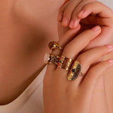 Bohemian Tiger Eye Stone Ring 18K Gold Women's Jewelry For Party - Gemstone Gold